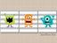 Monsters Nursery Decor Wall Art Green Orange Teal Gray Stripes Little Monsters Kids Bedroom Bathroom Decor  C433