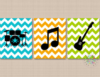 Music Kids Wall Art,Music Nursery Wall Art Decor,Music Room Decor,Drums Guitar Wall Art,Guitar Room Decor,Drums Wall C806-Sweet Blooms Decor