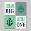 Nautical Nursery Wall Art Baby Boy Navy Blue Green Dream Big Little One Boat Anchor Baby Shower Gift Stripes  C202