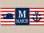 Nautical Nursery Wall Art Navy Blue Red Stripes Baby Boy Bedroom Decor Whale Anchor Name Monogram Gift  UNFRAMED  C507
