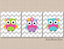 Owls Flowers Nursery Wall Art Baby Girl Bedroom Decor Purple Pink Teal Green Yellow Gray Owl Chevron Nursery Decor  C349