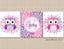 Owls Girl Nursery Wall Art Pink Purple Lavender Floral Owl Flowers  Name Monogram Owl Baby Shower Gift UNFRAMED  C480