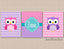 Owls Nursery Decor Purple Pink Teal Baby Girl Bedroom Decor Polka Dots Chevron Name Monogram Sisters Twins Polkadots  C402