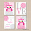 Owls Nursery Decor Wall Art Pink Gray Floral Love You Are My Sunshine Flowers Baby Shower Gift Sisters Twins Bedroom  C508