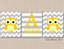 Owls Nursery Wall Art Decor Boy Girl Neutral Nursery Wall Art Yellow Gray  Chevron Stripes Name Twins Monogram  C238