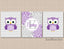 Owls Nursery Wall Art Decor Purple Lavender Gray Chevron Floral Twins Name Monogram Baby Shower Gift Bedroom Decor C399