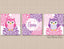 Owls Nursery Wall Art Pink Lavender Purple Owls Baby Girl BEdroom Decor Name Monogram Baby Shower Gift Bathroom Decor