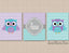 Owls Nursery Wall Art Purple Leavner Teal Aqua Gray Baby Girl Bedroom Decor Chevron Ploka Dots Name Monogram Polkadots  C235