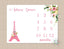 Paris Milestone Blanket Eiffel Tower Pink Flowers Monthly Growth Tracker Personalized Newborn Baby Girl Shower Gift Nursery Bedding B377
