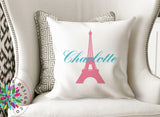 Paris Throw Pillow Eiffel Tower Girl Bedroom Decor Pillow Pillow and insert included P154-Sweet Blooms Decor