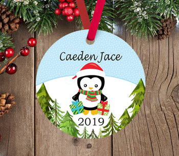 Penguins Christmas Ornament Personalized Penguin Family Christmas Our 1st First Christmas Baby Shower Gift New Baby Holiday Ornament 172