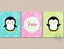 Penguins Nursery Wall Art Penguins Kids Room Decor Penguins  Pink Teal Green Girl Bedroom Name Monogram Decor Bathroom  C634