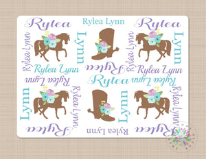 Personalized Baby Blanket Girl Name Blanket Horse Baby Monogram Floral Boots Pony Purple Teal Brown Flowers Baby Shower Gift Nawborn  B656