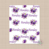 Personalized Baby Blanket Girl Name Blanket Purple Floral Flowers Nursery Custom Bedding Baby Shower Gift Swaddle Fleece Minky   580