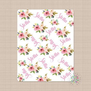 Personalized Baby Girl Name Blanket Newborn Photo Prop Newborn Baby Girl Name Baby Shower Gift Newborn Swaddle  Receiving Blanket B577