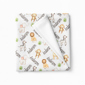 safari animals baby name blanket