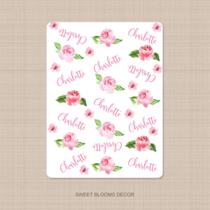 Pink Floral Name Swaddle Blanket Pink Navy Watercolor Flowers Personalized Baby Shower Gift Swaddle Fleece Blanket Crib Bedding B1089