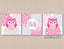 Pink Gray Owls Nursery Wall Art Floral Owl Flowers Gile Baby Room Decor Bedroom Art Prints Nursery Wall Art Name Monogram
