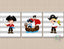 Pirates Nursery Wall Art Pirate Ship Kids Boy Bedroom Room Decor Bathroom Red Gray Stripes  UNFRAMED  C671