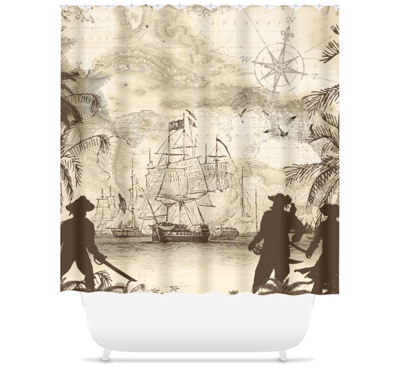 バス・洗面所用品 ShowerCurtain GDG Original Pirates Movie Pirates Shower Curtain Pirate Ship Shower Bathroom Decor