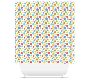 Polkadots Shower Curtain Baby Boy Polka Dots Circles Bathroom Bath Mat Towel Modern Blue Green Yellow Shower Curtain Guest Bathroom S152