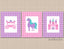 Princess Kids Wall Art Pretty Pink Purple Teal Floral Flowers Unicorn Carriage Room Decor Unicorn Girl Bedroom Decor C248