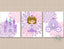 Princess Nursery Decor Girl Wall Art Pink Purple Teal Floral Princess Girl Bedroom Decor Flowers Castle Carriage   C798