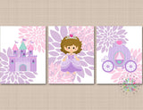 Princess Nursery Decor Wall Art Pink Purple Teal Floral Princess Girl Bedroom Decor Flowers Castle Carriage f C798-Sweet Blooms Decor