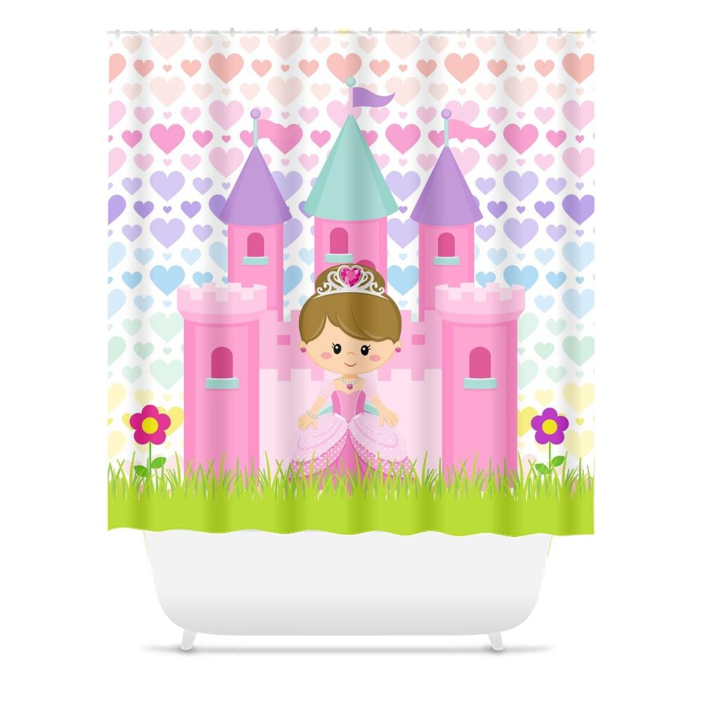 Princess Shower Curtain, Castle Carriage Princess Bathroom Decor S177