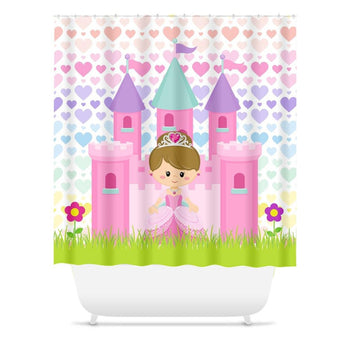 Princess Shower Curtain, Castle Carriage Princess Bathroom Decor S177
