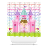 Princess Shower Curtain, Castle Carriage Princess Bathroom Decor S177