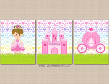 Princess Wall Art Castle Carriage Hearts Girl Bedroom Decor C937