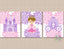 Princess Wall Art Pink Purple Floral Nursery Decor Castle Carriage Flowers Wall Art Princess Girl Bedroom Decor Art  C780