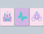 Princess Wall Art Purple Pink Teal Princess Butterflies Castle Flowers Floral Girl Bedroom Decor Nursery Decor   C247
