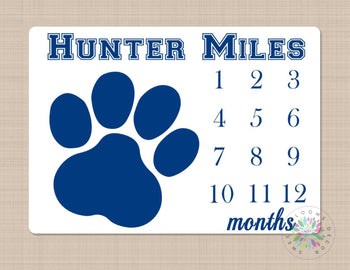 Puppy Dog Paw Blanket Milestone Blanket Monogram Puppy Baby Personalized Growth Tracker Monthly Blanket Paws New Puppy Shower Gift B426-Sweet Blooms Decor