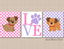 Puppy Nursery Wall Art Puppy Dogs Nursery Decor Pink Purple Nursery Wall Art Dogs Kids Room Decor Puppy Baby Shower Gift Love C525