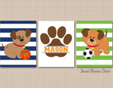 Puppy Nursery Wall Art Sports Nursery Decor Bow Wow Buddies Dogs Kids Decor Dogs Kids Room Soccer Basketball Football C564-Sweet Blooms Decor