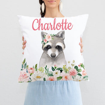 woodland raccoon pillow