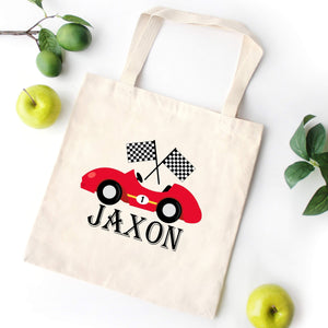 Race Cars Tote Bag Personalized Kids Boy Canvas School Bag Custom Preschool Daycare Toddler Beach Tote Bag Birthday Gift Library T139-Sweet Blooms Decor