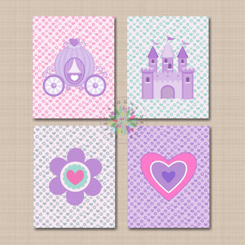 rincess Nursery Decor Purple Pink Teal Gray Princess Wall Art,Princess Wall Decor,Princess Room Decor,Sparkle Princess C541-Sweet Blooms Decor