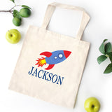 Rocket Space Tote Bag Personalized Kids Canvas School Bag Custom Preschool Daycare Toddler Beach Totebag Birthday Gift Library T128-Sweet Blooms Decor
