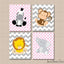 Safari Animals Girl Nursery Decor Nursery Wall Art Pink Gray Chevron Polkadots Lion Monkey Elephant Zebra Shower Gift  C413