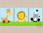 Safari Animals Nursery Wall Art Neutral Girl Boy Baby Room Decor Jungle Animals Giraffe Lion Zebra Grass  Baby Shower Gift  C261