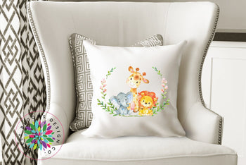 Safari Animals Pillow Animals Nursery Pillow Jungle Animals Nursery Decor Watercolor Animals Pillow Animals Nursery Bedding Baby Shower Gift-Sweet Blooms Decor