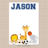 Safari Animals Sports Balls Personalized Baby Boy Name Photo Prop Elephant Lion Giraffe Baby Shower Gift Nursery Crib Bedding B1112-Sweet Blooms Decor