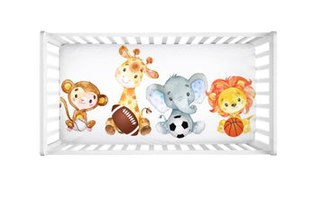 Safari Animals Sports Crib Sheet 