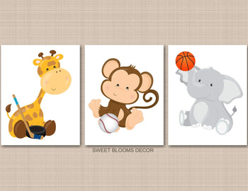 Safari Animals Sports Nursery Wall Art Future All Star Baby Boy Bedroom Decor Modern Simple Monkey Elephant Giraffe C761-Sweet Blooms Decor