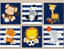 Safari Animals Sports Nursery Wall Art Future All Star Navy Blue Stripes Baby Boy Bedroom Decor Football Soccer Baseball 595