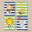 Safari Animals Sports Nursery Wall Art Navy Blue Lime Green Stripes Future All Star Baby Boy Bedroom Decor Baby Shower  C595