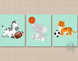 Safari Nursery Decor Mint Green Sports Animals Wall Art Future All Star,Safari Nursery Decor,Sports Soccer Basketball Nursery-C752-Sweet Blooms Decor
